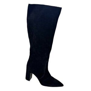 Steve Madden Evey Suede Knee High Pointed Toe Heeled Boot Womens 7 M Black NEW
